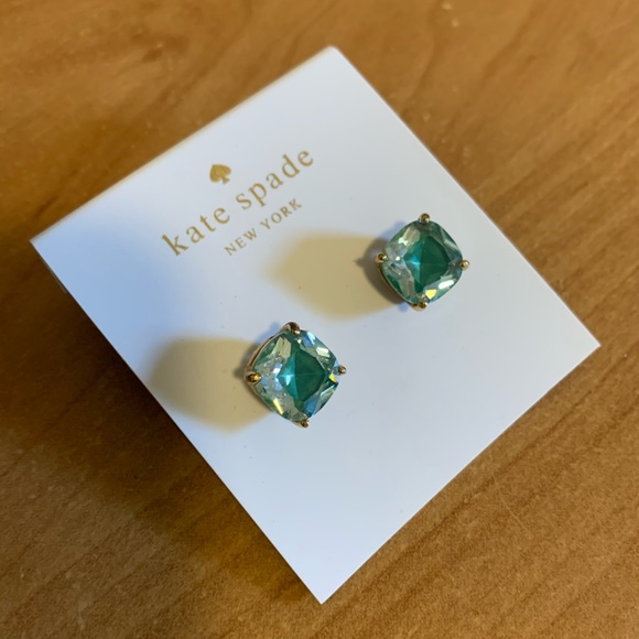Kate Spade Green Square Stud Earrings - Picture 1 of 6